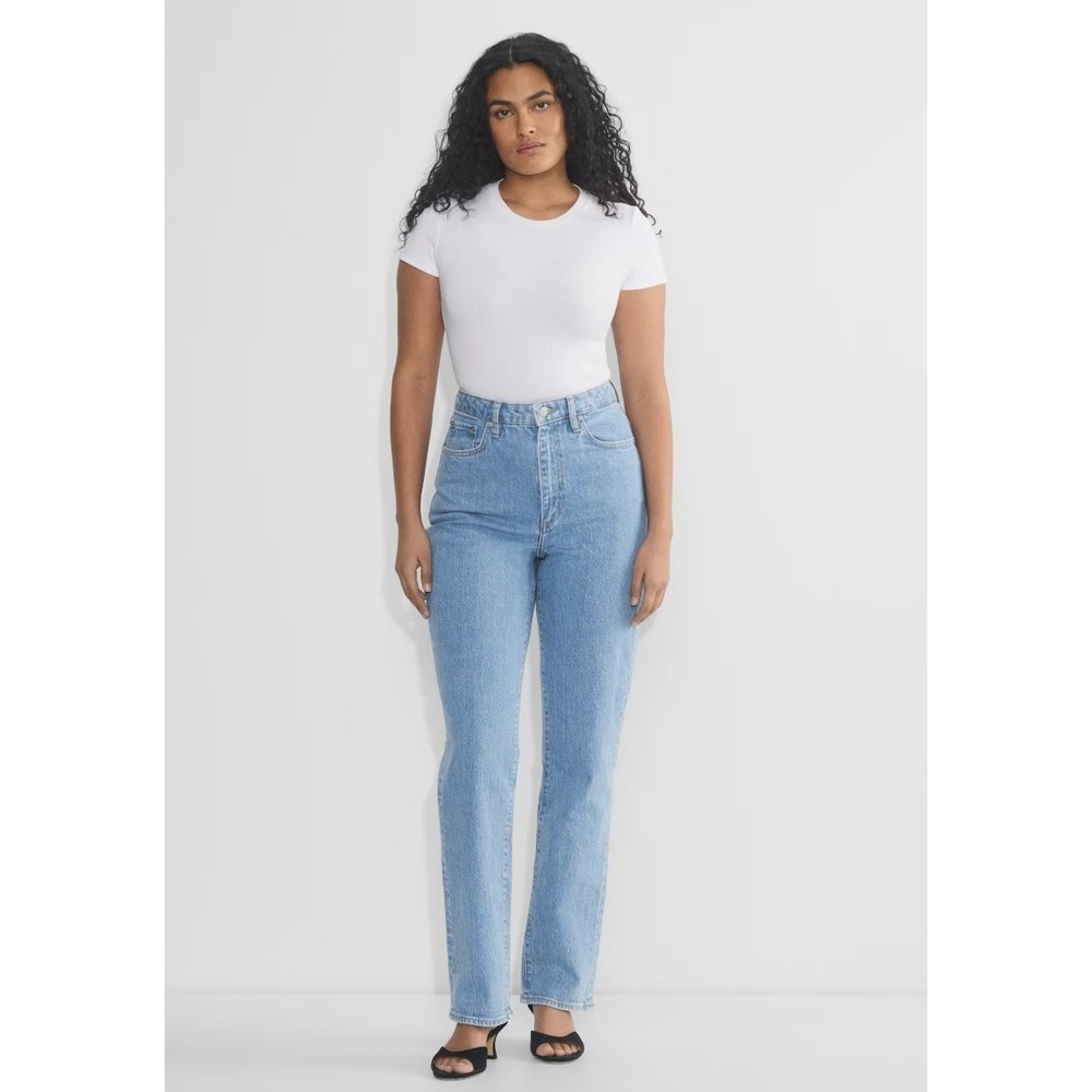 Aritzia Denim Forum High Rise Straight Jeans Women 26 Blue Minimalist Casual EUC